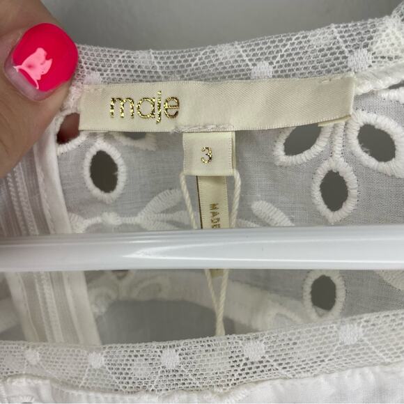 NWT New Maje Loody Eyelet Top in White Size L - Picture 6 of 10